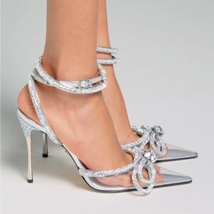 MACH & MACH Crystal Bow Clear Heels